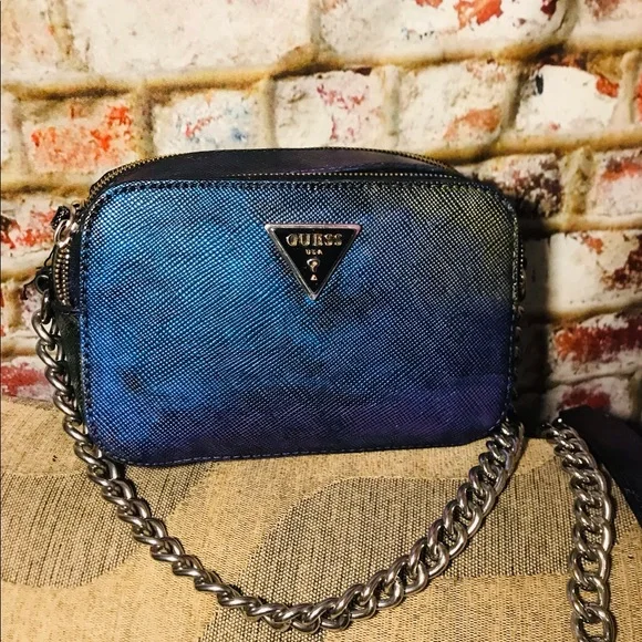 Guess Multi Colorful Metallic Leather Chained Crossbody Bag - Picture 1 of 16